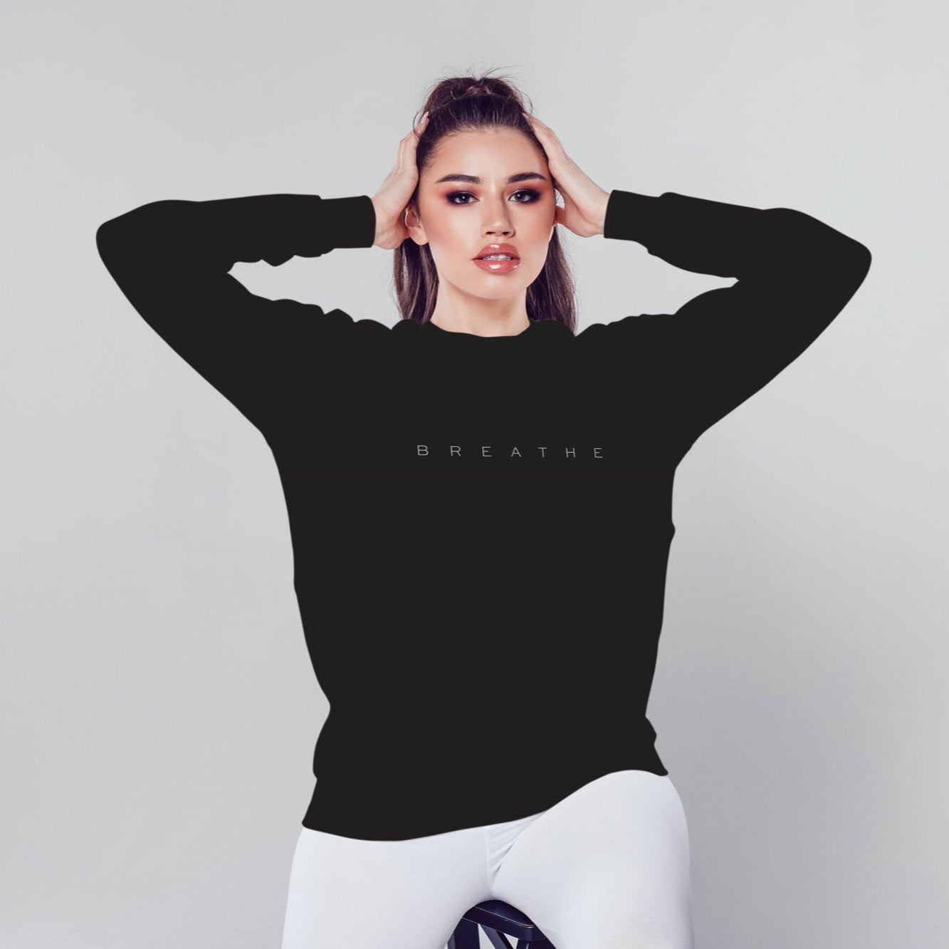 Breathe Black Embroidered Mama  cotton sweatshirts women - cute slushes