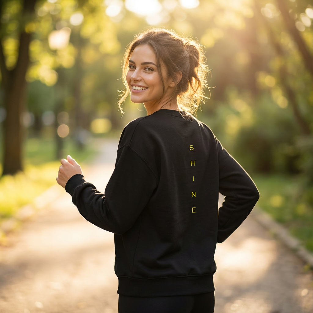 Shine Embroidered Unisex Organic Sweatshirt Back Black