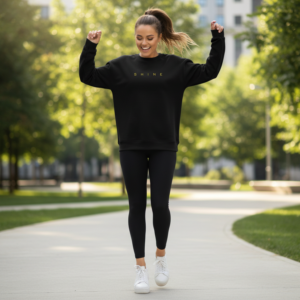 Shine Embroidered Unisex Organic Sweatshirt Black 