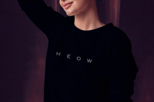 organic embroidery sweatshirt meow