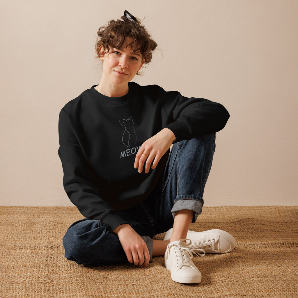 Meow Embroidered cotton sweatshirts women - cute slushes